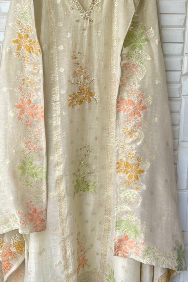 Pure Linen Banarasi Pure Linen Silk With Dabka, Sequence, Pearl & Zari Embroidery Suit