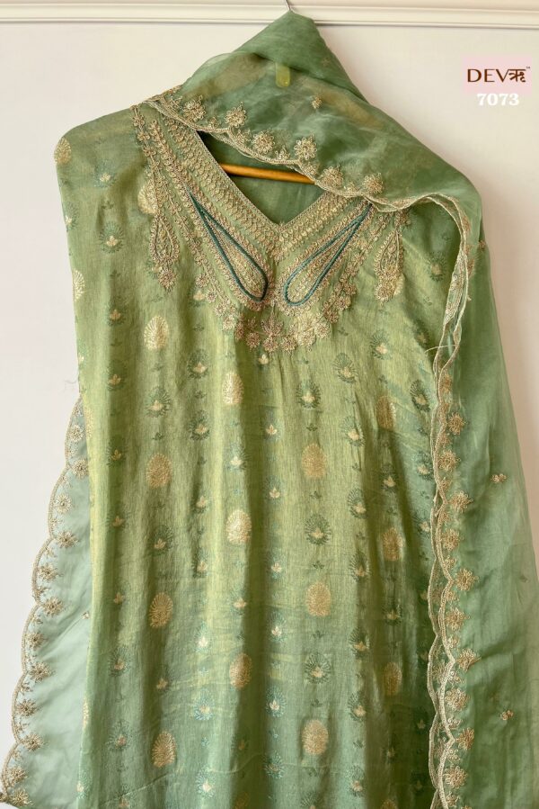 Pure Tissue Silk With Beautiful Banarasi Weave, Dori & Sequins Embroidery Suit  