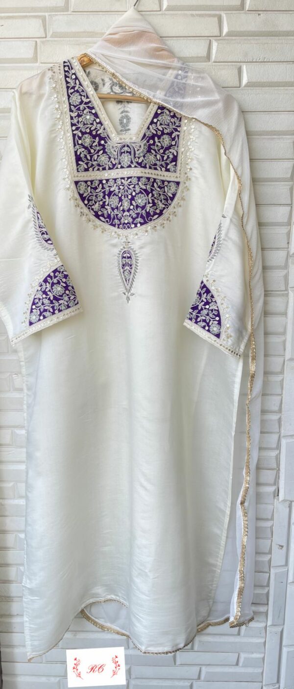 Muslin Printed With Pearl & Sequence Embroidery Suit