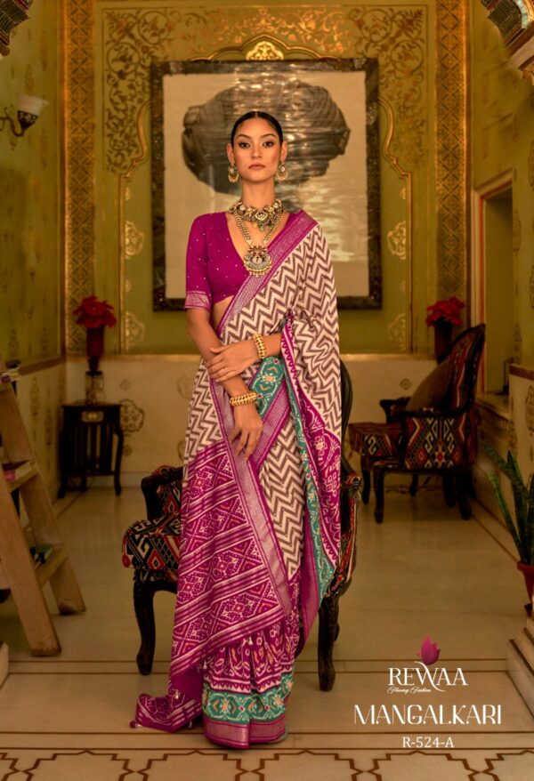 Rewaa Mangalkari - Printed Patola Silk with Designer Border Saree
