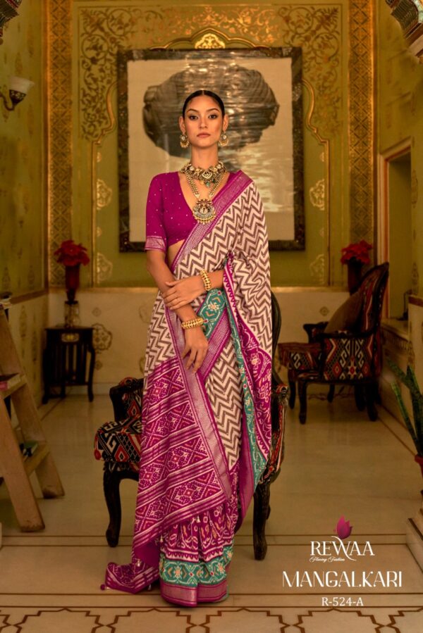 Rewaa Mangalkari - Printed Patola Silk with Designer Border Saree