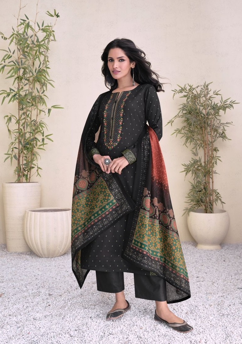 Mumtaz Aarzoo 6006 - Pure Jam Satin Digital Foil & Heavy Embroidery Suit