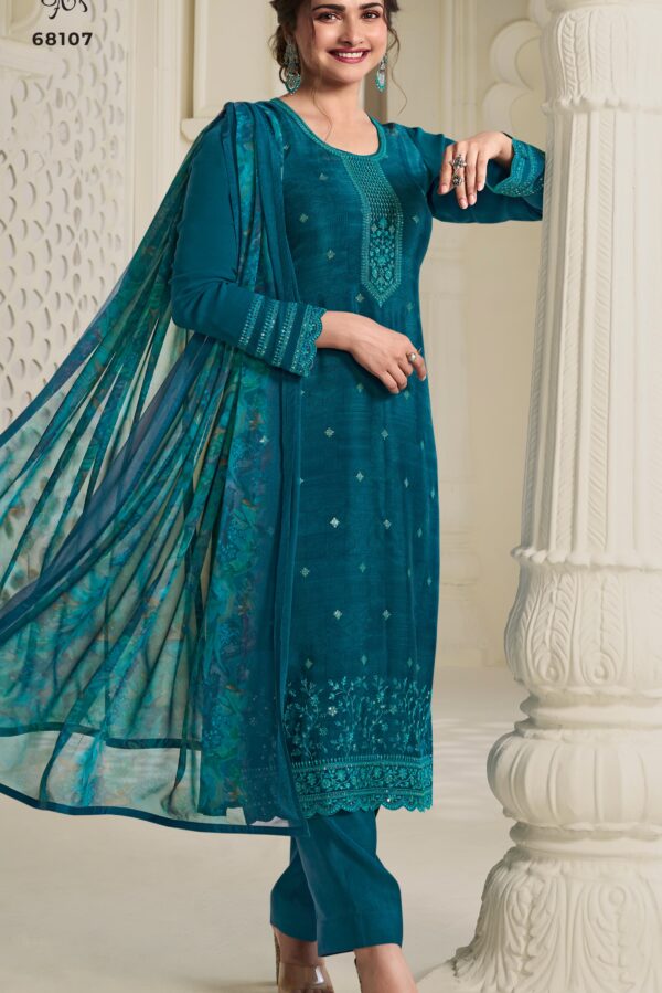 Vinay Royal Crepe 68108 - Embroidered Crepe With Digital Print Suit