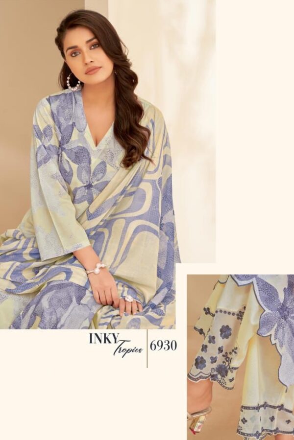 Sahiba Inky Tropies 6990 - Moscow Cotton Digital Print With Handwork And Thread Work Suit