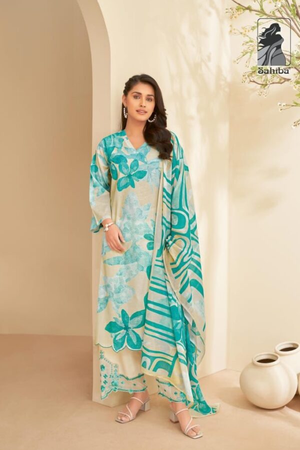 Sahiba Inky Tropies 6990 - Moscow Cotton Digital Print With Handwork And Thread Work Suit