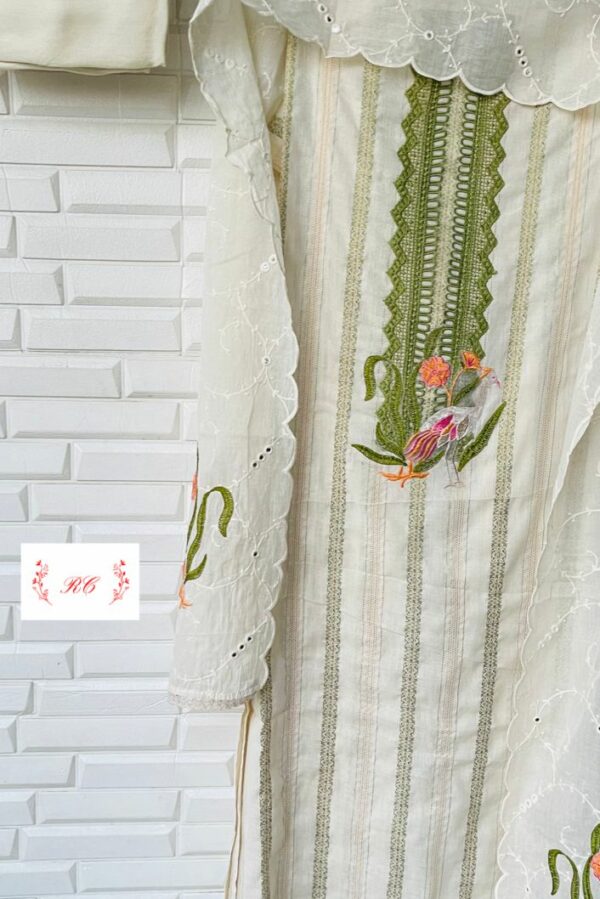 Self Linen Cotton Printed With Resham Embroidery Suit