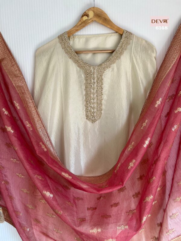 Pure Tissue Shimmer Silk With Beautiful Handwork Neckline Suit - TIF 1184