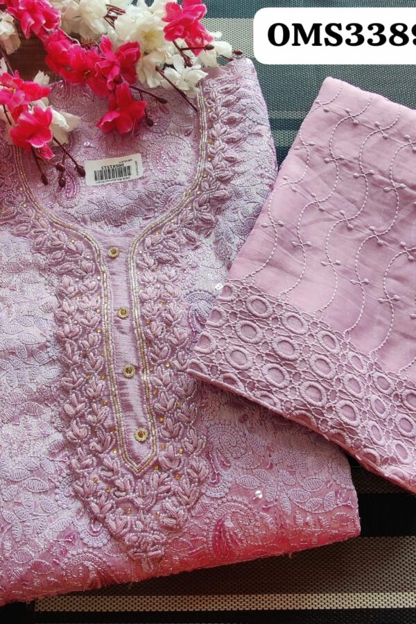 Beautiful Chinnon All Over Lucknowi Work With Sequins Embroidery Suit