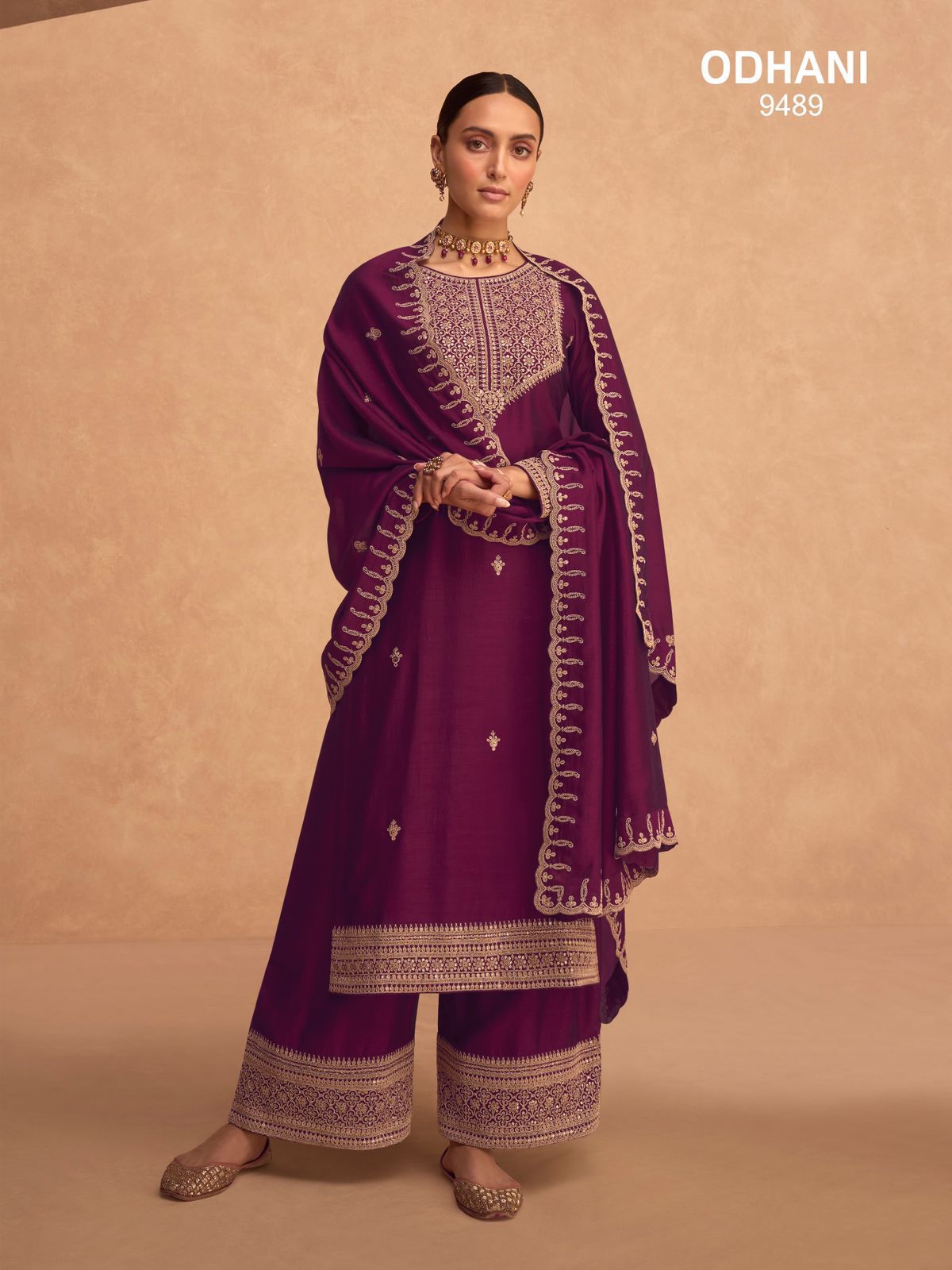 Aashirwad Odhani 9494 - Premium Silk With Embroidery Suit