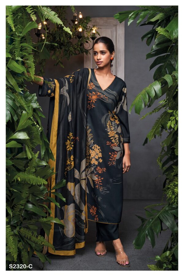 Ganga Eloise 2320D - Premium Cotton Silk Digitall Printed With Handwork Suit