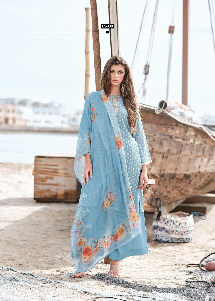 Varsha Ehsaas 04 - Viscose Muslin Printed With Embroidery And Lace Suit