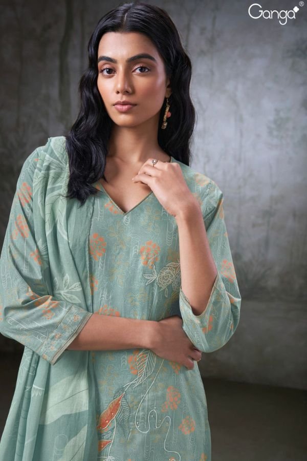 Ganga Cove 2246D - Premium Cotton Printed With Embroidery Handwork Suit