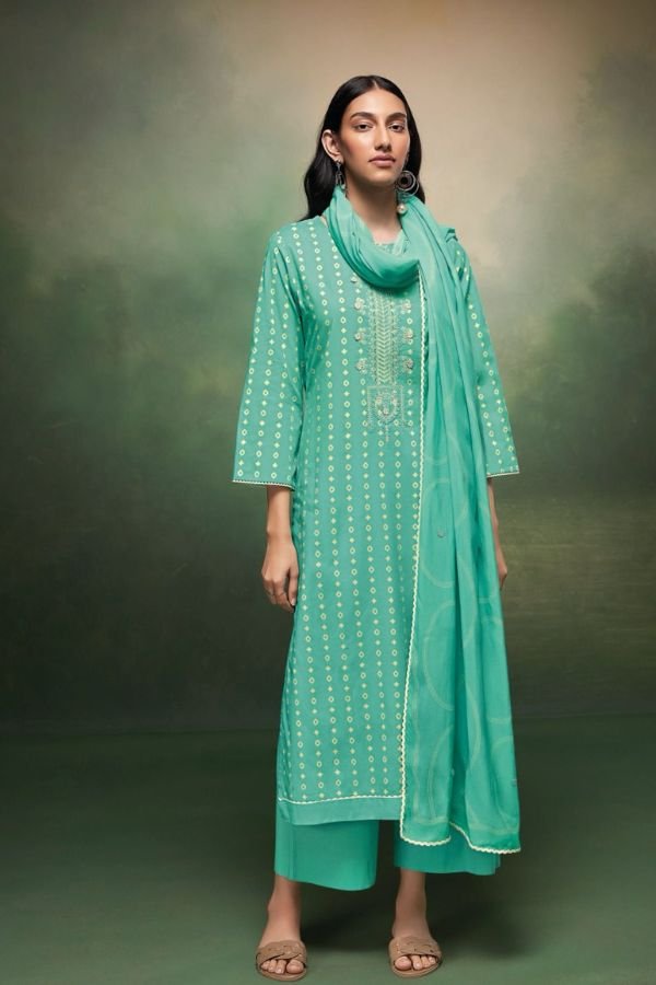 Ganga Enzo 2338D - Premium Cotton Printed With Embroidery Suit