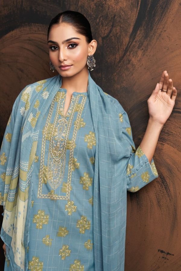 Ganga Johanna 2273D - Premium Cotton Silk Solid With Embroidery Suit