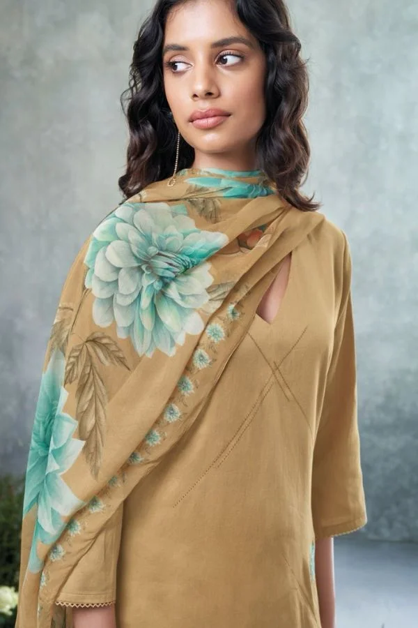 Ganga Kippa S2449D - Premium Cotton Silk Printed With Embroidery Suit