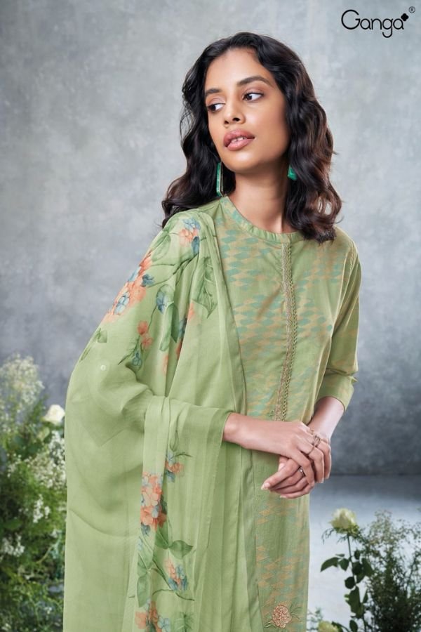 Ganga Lottie 2274D - Premium Cotton Printed With Embroidery Suit
