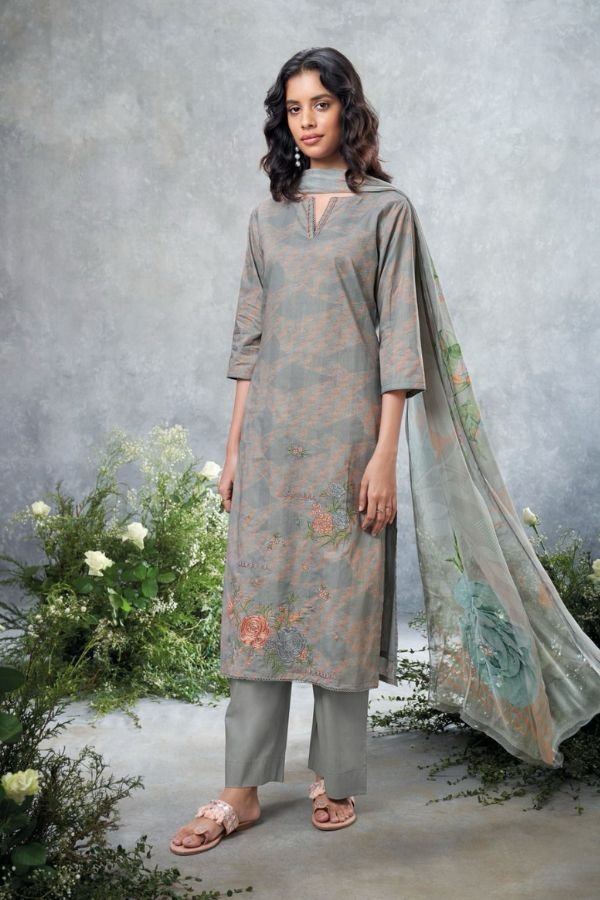 Ganga Lottie 2274D - Premium Cotton Printed With Embroidery Suit