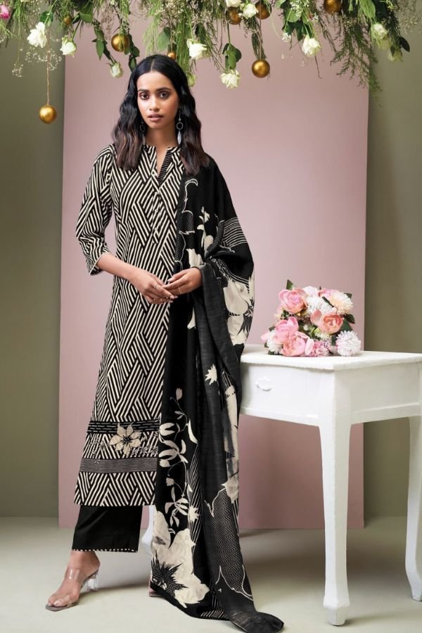 Ganga Maysen 2203D - Premium Cotton Printed With Embroidery Suit