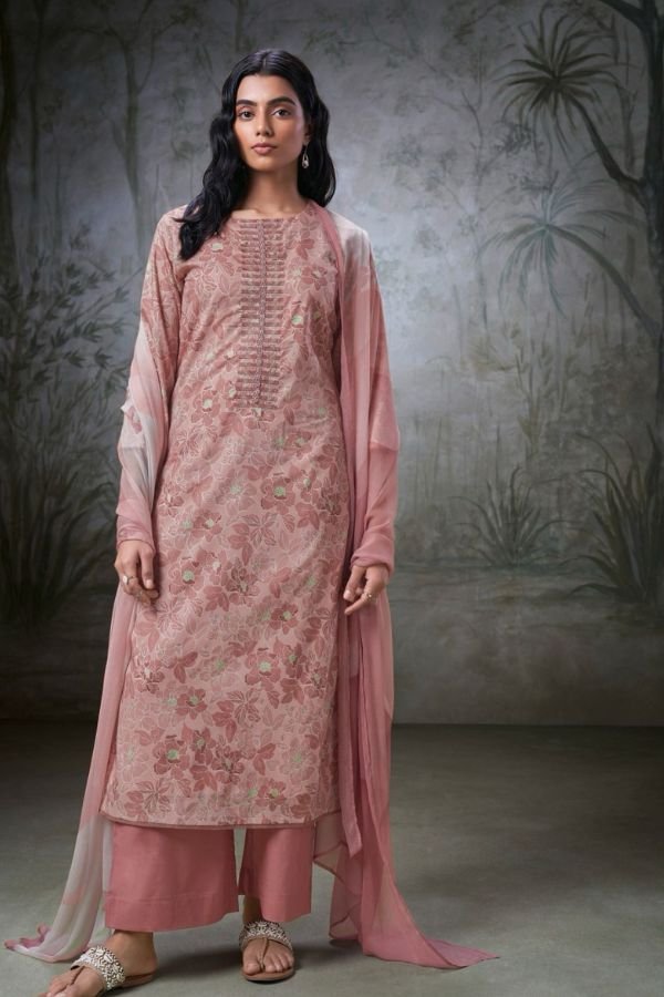 Ganga Sage 2217D - Premium Cotton Printed Embroidery, Swarovski & Lace Work Suit