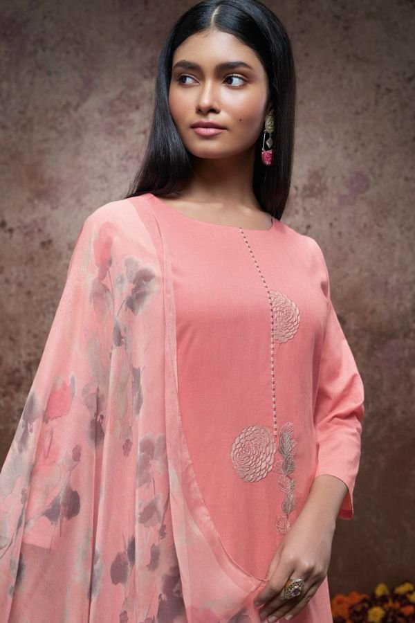 Ganga Valerie 2332D - Premium Cotton Solid with Embroidery and Lace Suit