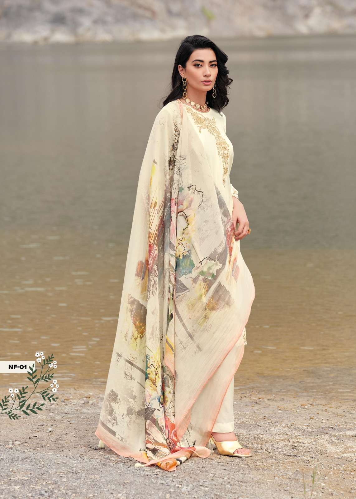 Varsha Nafees NF04 - Viscose Muslin Woven With Embroidery Suit