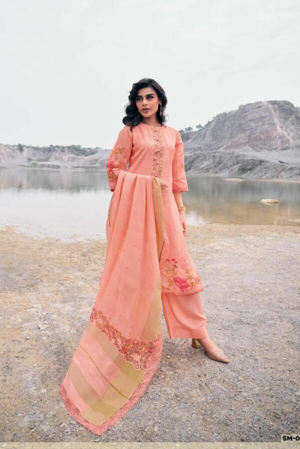 Varsha Symphony 04 - Cotton Linen Printed With Embroidery Suit