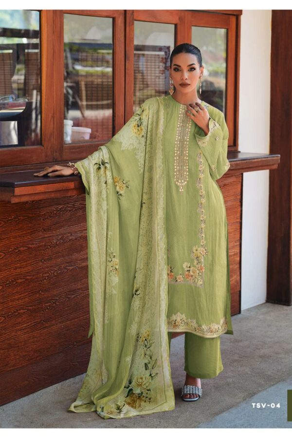 Varsha Spring Villa 05 - Viscose Muslin Digitally Printed With Embroidery And Lace Suit