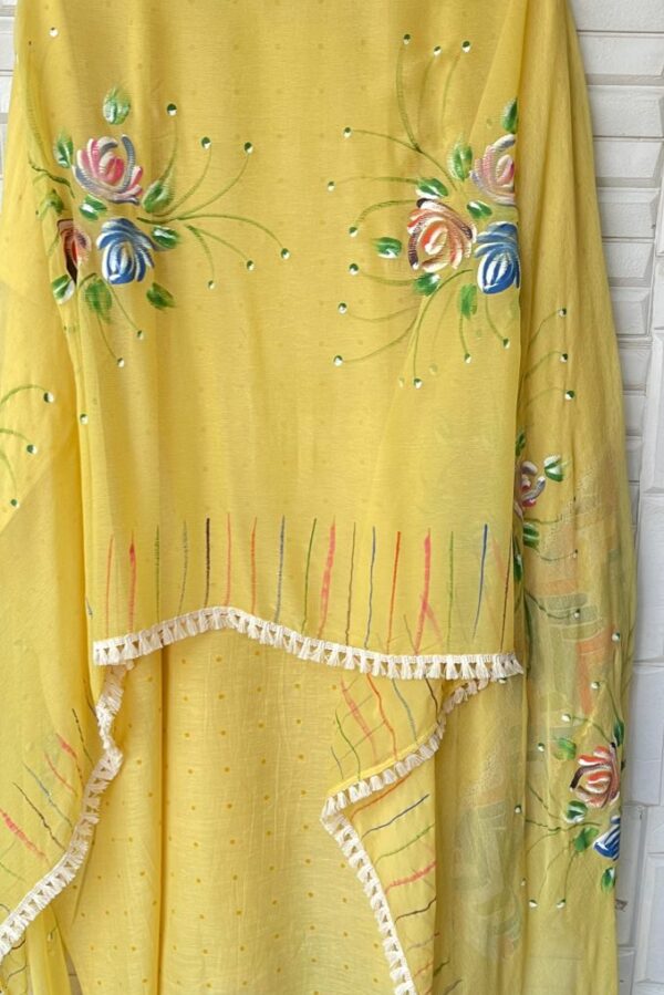 Pure Linen Printed With Mirror, Sequence & Resham Embroidery Suit