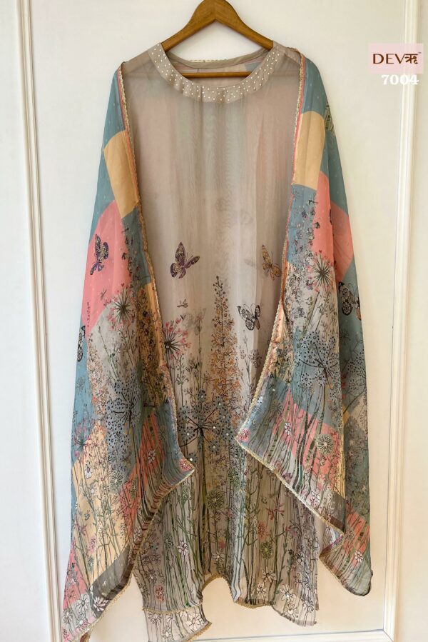 Pure Organza Printed With Beautiful Highlighting Work Suit