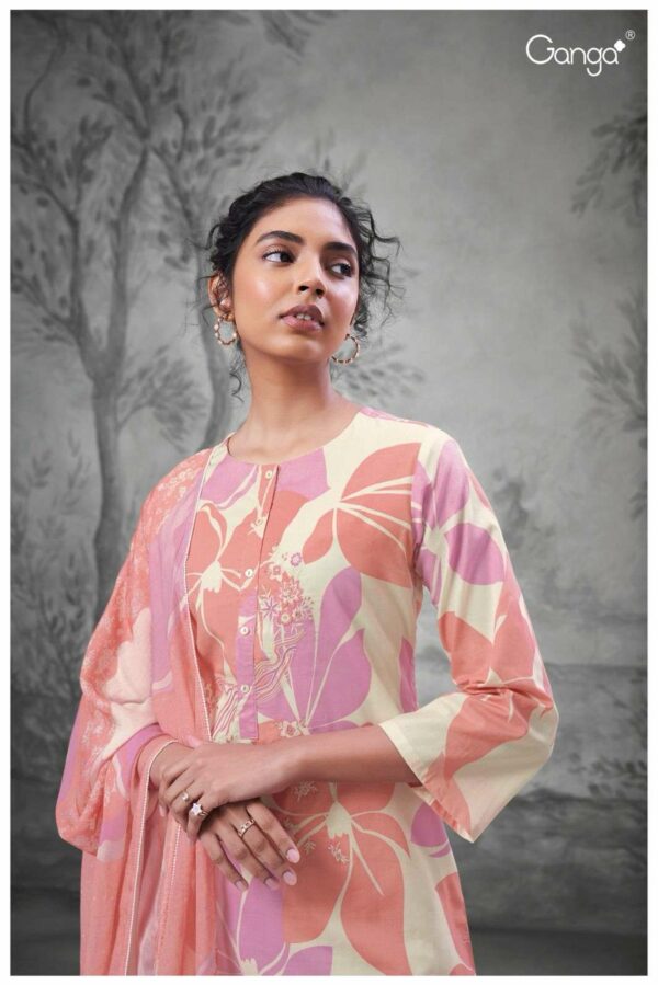 Ganga Ekveera S2210B - Premium Cotton Printed With Embroidery & Lace Work Suit