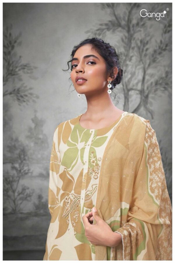 Ganga Ekveera S2210D - Premium Cotton Printed With Embroidery & Lace Work Suit
