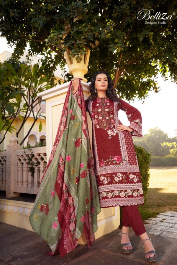 Belliza Naira 008 - Pure Cotton Digital Prints With Exclusive Heavy Self Embroidery Suit