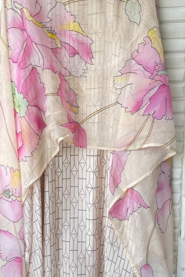 Pure Muslin Silk Printed With Sequence & Pearl Embroidery Suit