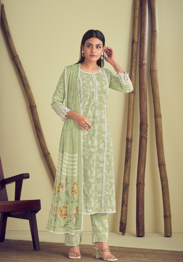 Ganga Reyna Aadhya 10075 - Superior Cotton Printed With Laces Suit