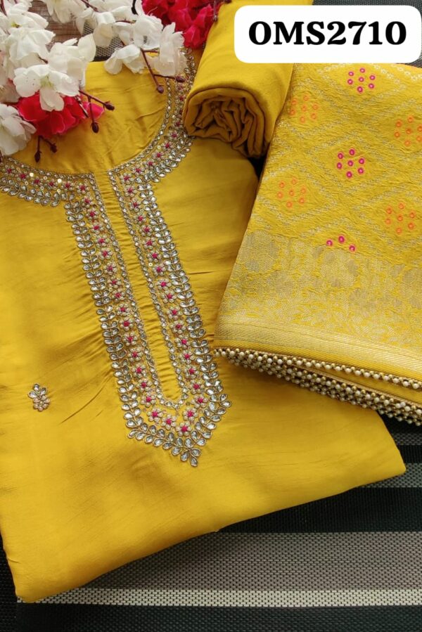 Beautiful Chanderi Silk With Zardozi & Gota Hand Work Suit