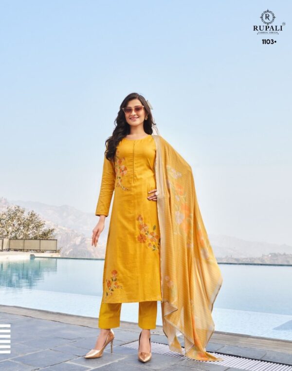 Rupali Lilly 1104 - Jam Satin With Heavy Embroidery Suit