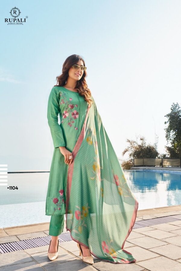 Rupali Lilly 1104 - Jam Satin With Heavy Embroidery Suit