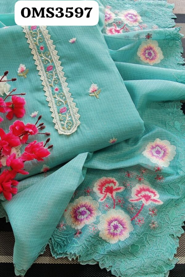 Beautiful Kota Linen Embroidered Suit