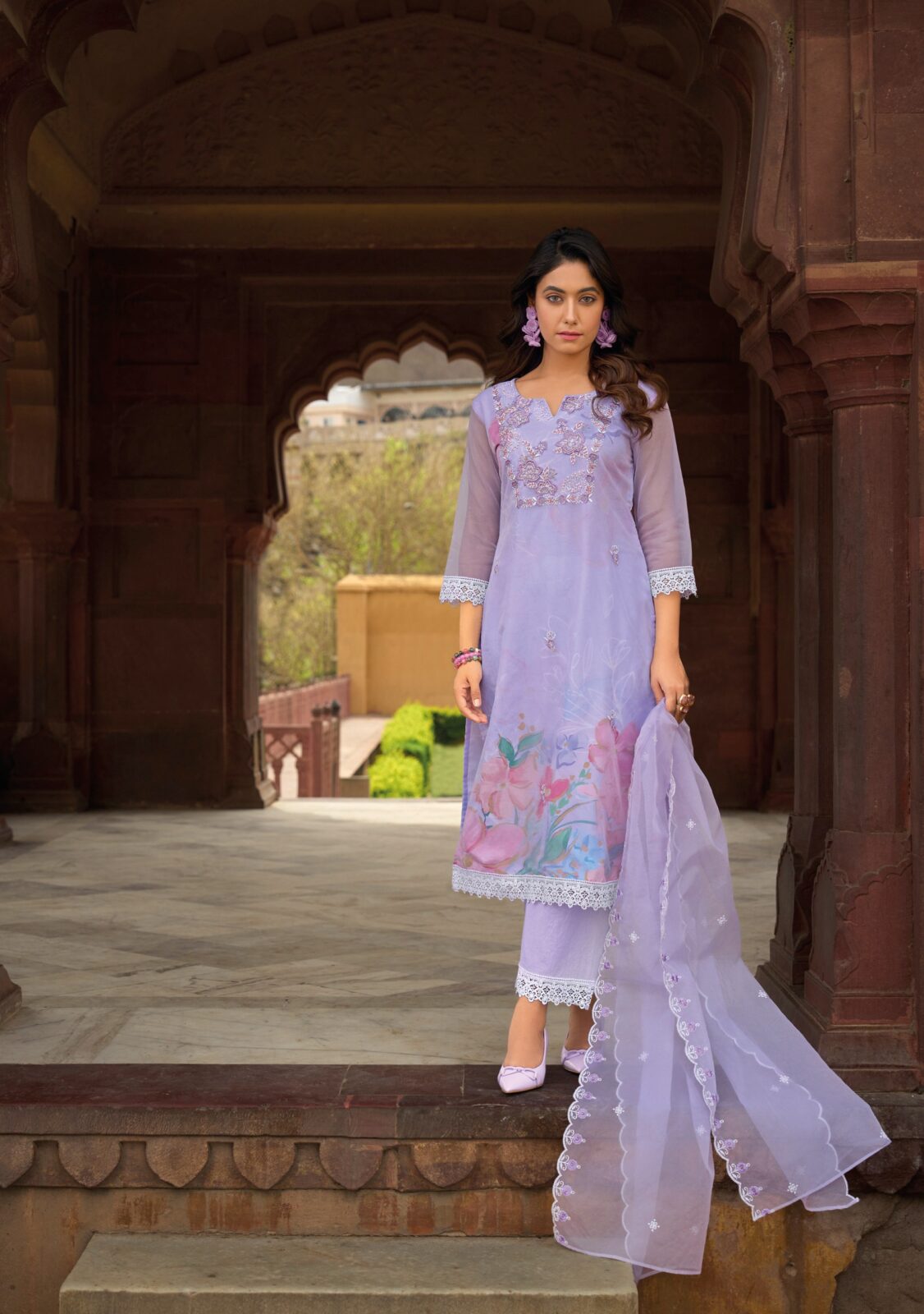 Lady Leela Summer Spring 1256 - Organza Embroidered & Handwork Stitched Suit