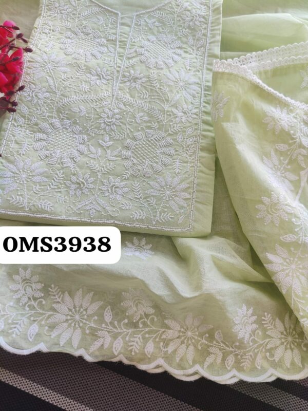 Beautiful Soft Cotton Lucknowi Pearl With Embroidery Suit