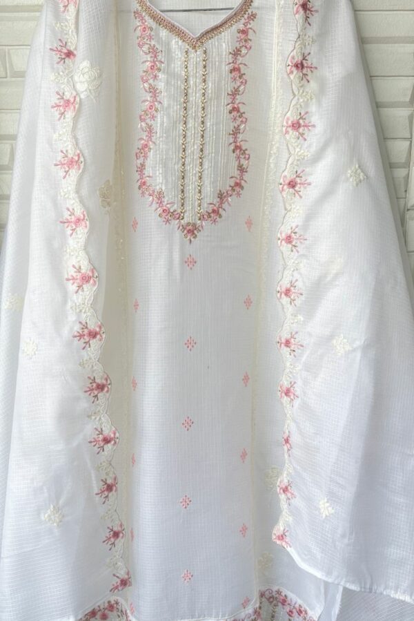 Fine Kora Cotton With Sequence, Zari & Resham Embroidery Suit