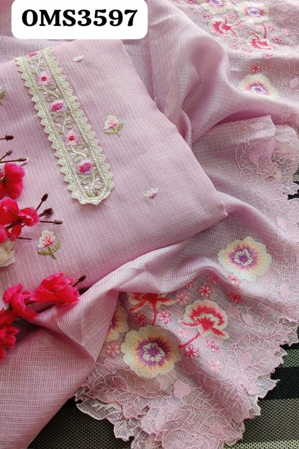Beautiful Kota Linen Embroidered Suit