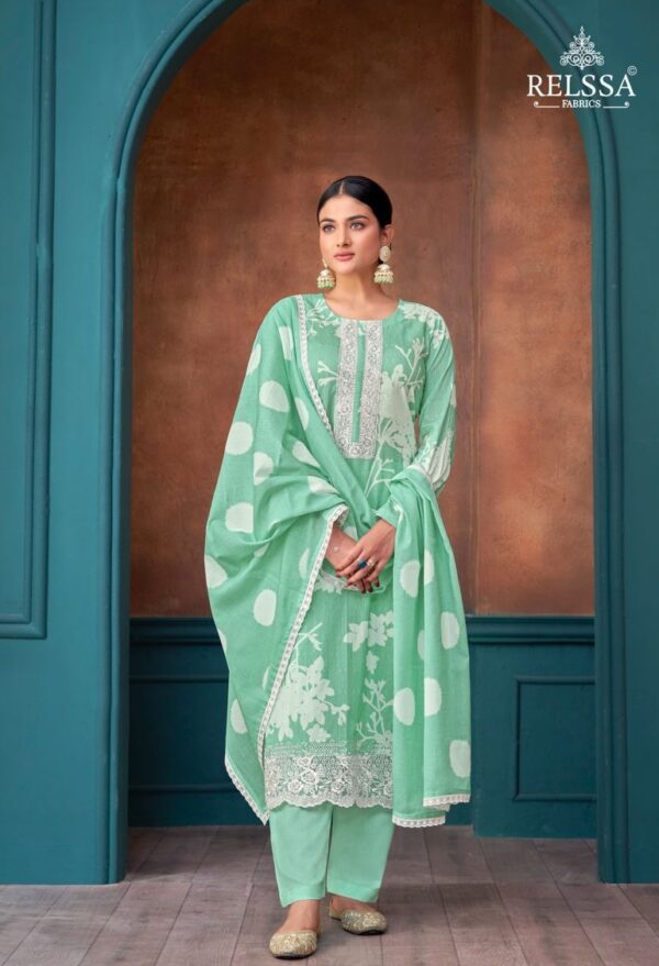 Relssa Saffron - Modal Cotton Printed With Embroidery Work Suit