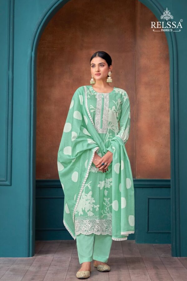 Relssa Saffron - Modal Cotton Printed With Embroidery Work Suit