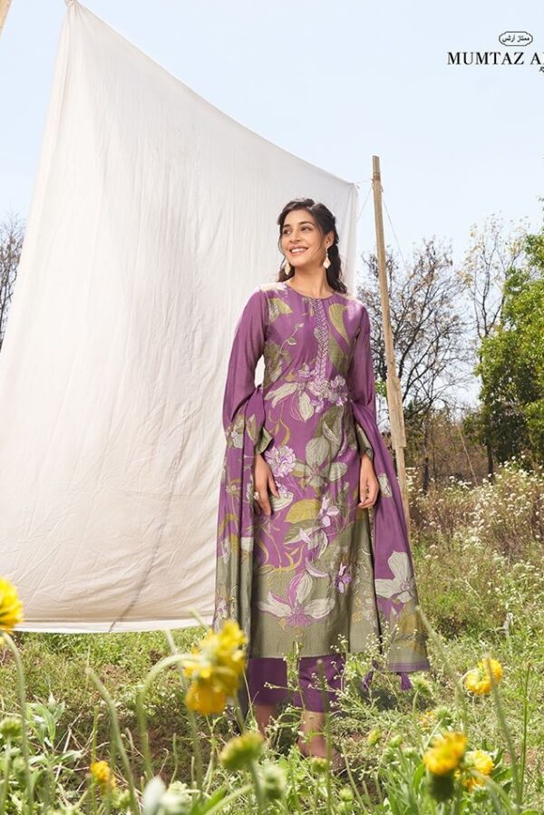 Mumtaz Spring Villa 2404 - Pure Viscose Muslin Digital & Foil Print With Fancy Embroidery Suit