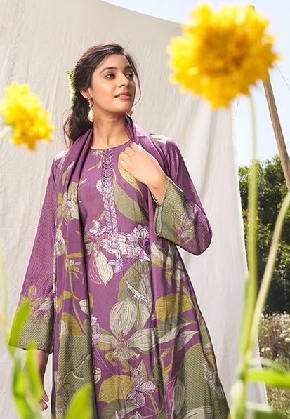 Mumtaz Spring Villa 2404 - Pure Viscose Muslin Digital & Foil Print With Fancy Embroidery Suit