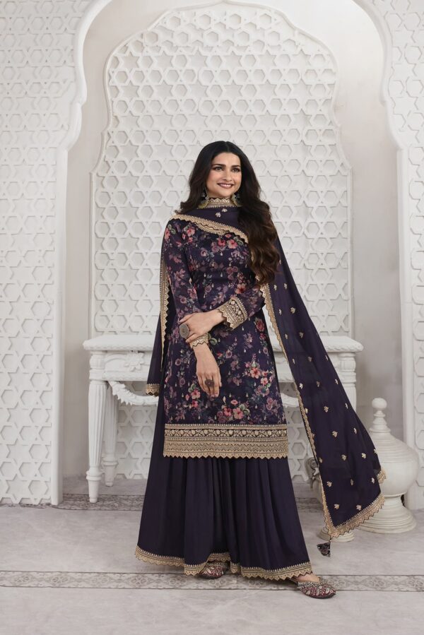 Embroidered And Digital Printed Silk Georgette Suit - NB 1110