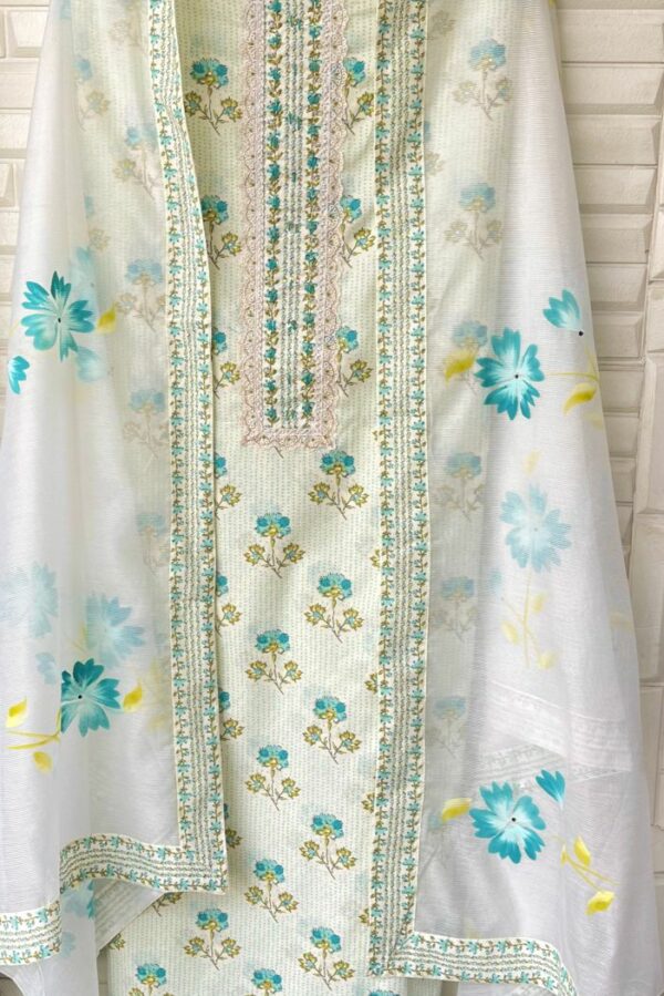 Pure Cotton Printed With Resham & Dabka Embroidery Suit