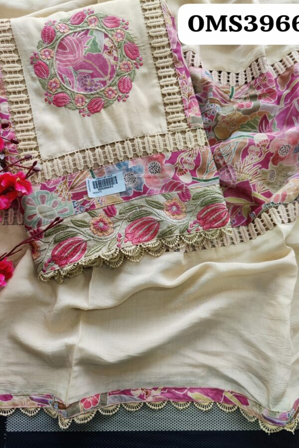 Beautiful Soft Muslin Embroidered Suit