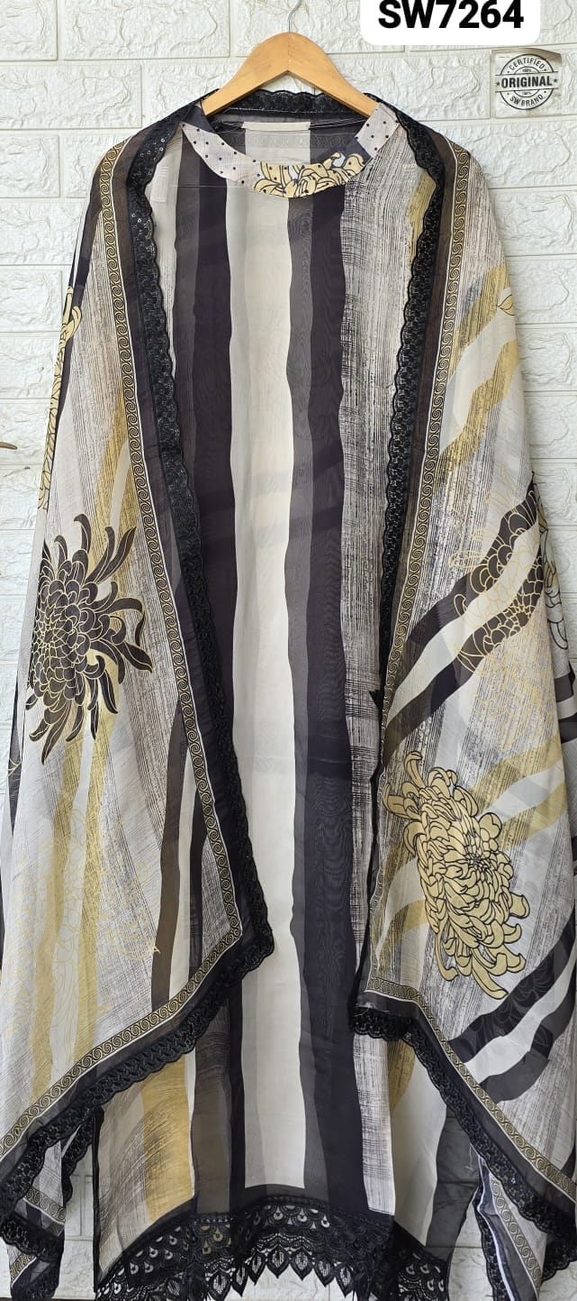 Fine Organza Silk Digital Printed Suit
